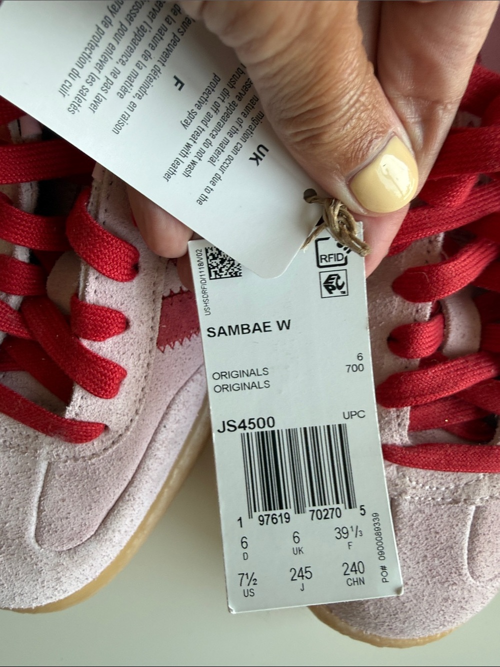 adidas Women's Pink and Red Suede Sneakers - Samba - Picture 2 of 8